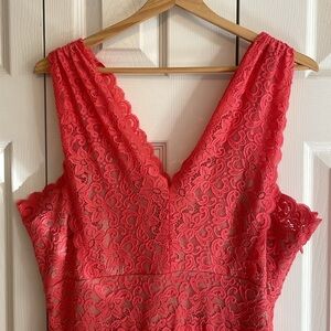 Coral Stretchy Lace Dress - Size 12